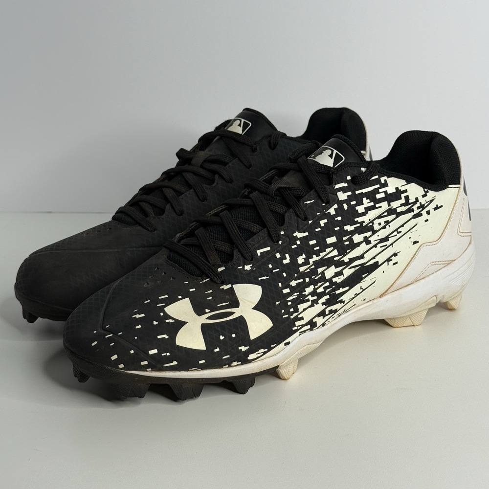 Under Armour Sneaker Mens 11.5 Black White Baseball Shoe Rubber Cleats